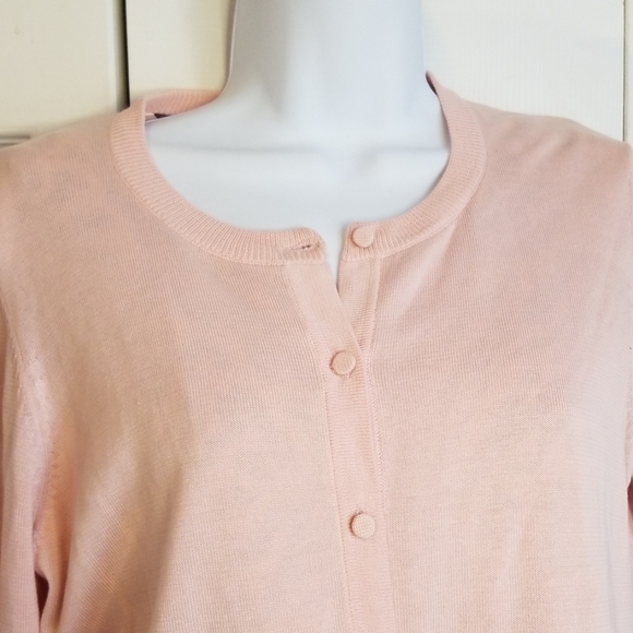 Parisian Pink Silk Blend Covered Button Cardigan - Picture 2 of 7